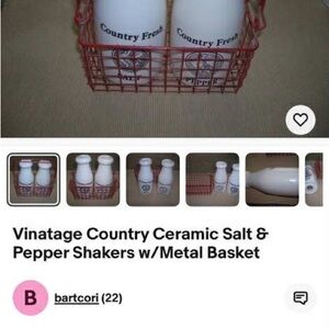 Country Fresh Ceramic Salt & Pepper Shakers with Metal Basket